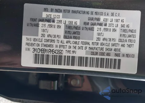 2024 Mazda Cx-30 2.5 S Select Sport z USA, uszkodzony, nr VIN 3MVDMBBMXRM640890